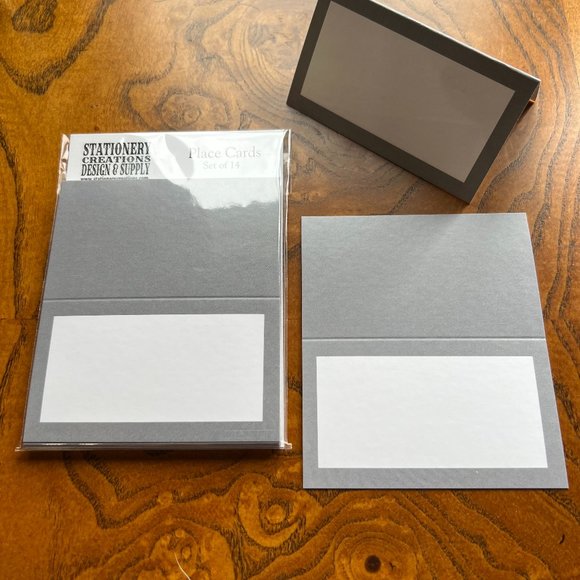 Gray Tent Style Place Cards Set of 14 - Picture 1 of 2